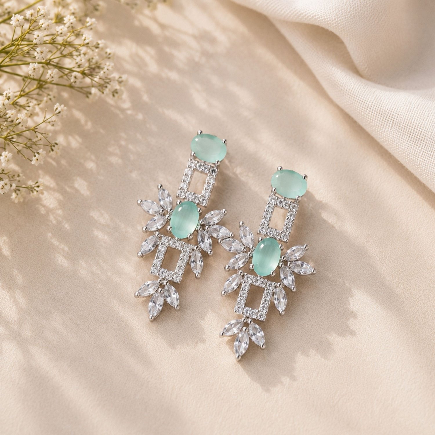 Mint Green Crystal Necklace Set — Styling view