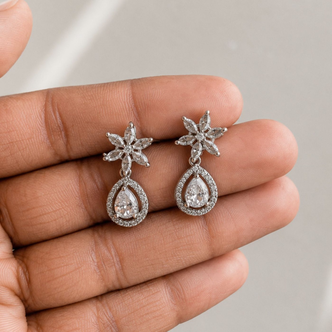 Silver Crystal Necklace Set